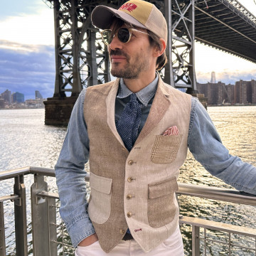 The Beige and Brown Patch Vest