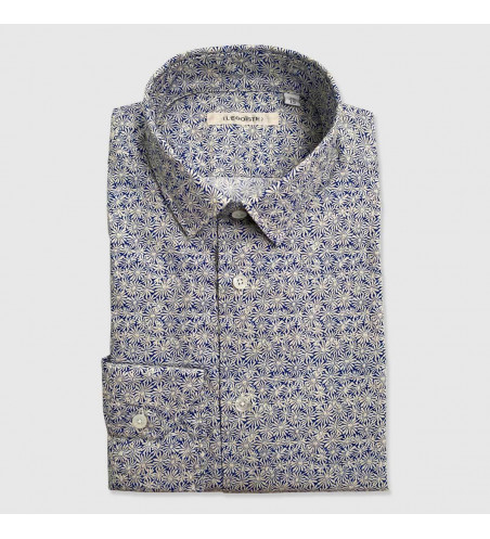 chemise-homme-coton-a-fleurs-bleues