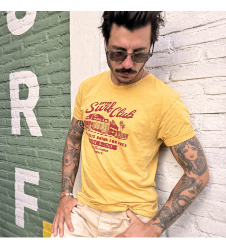 t-shirt-pour-homme-jaune-surf-club