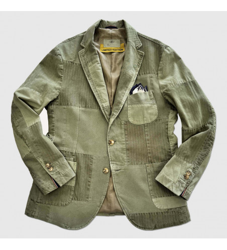 veste-blazer-en-patchwork-de-tissus-en-coton-militaire-kaki-pour-homme