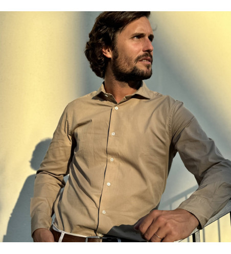 chemise-beige-en-coton-pour-homme-manches-longues