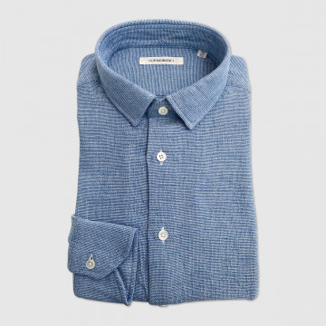 chemise-homme-manches-longues-bleu-tissu-natte