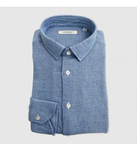 chemise-homme-manches-longues-bleu-tissu-natte