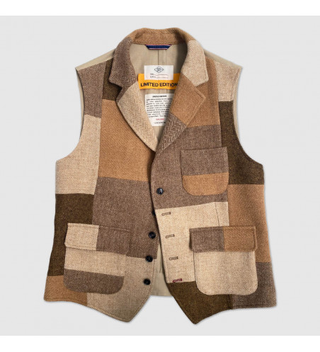 gilet-patchwork-laine-marron-beige