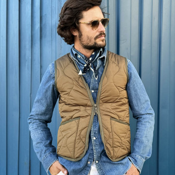 The Khaki Quilted Vest with...